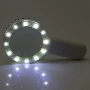 30X Didinamasis Stiklas su LED Šviesos Lupa Nešiojamą Apšviesta didinamasis stiklas Mikroskopo Objektyvo Apšvietimu Skaityti Magnifiers Senjorams