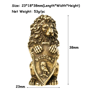 Antikvariniai Bronzos Sveiki Shiled Liūtas Karalius Statula Namų Feng Shui Papuošalai Pasisekė Vario Pelėda Miniatiūrinės Figūrėlės Stalo Puošyba