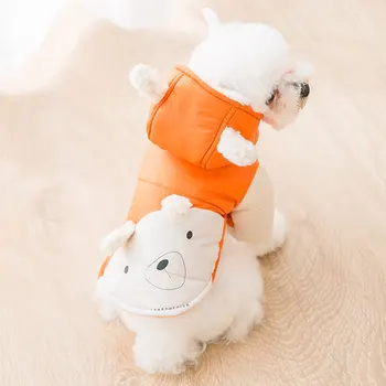Pet drabužiai, žiemą storas šiltas šunų drabužius mielas animacinių filmų stiliaus šuo medvilnės žemyn striukė smulkaus ir vidutinio tipo šunų kailio šunų reikmenys