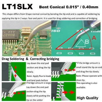 LT1SLX Weller Litavimo Patarimai, kaip Ilgai Išlenktas 0,4 mm, 0.015