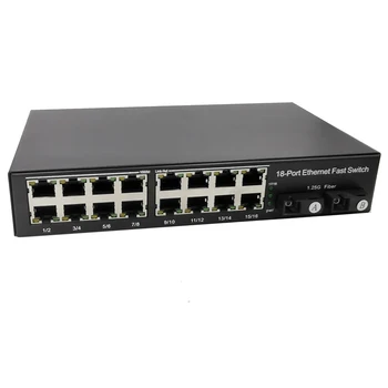 Gigabit Ethernet switch Pluošto Optinių Laikmenų Keitiklis Vienos rūšies 16 RJ45 2 PK pluošto Port 10/100/1000M