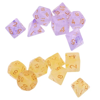 Pakuotėje 14 Perlas Kauliukai Polyhedral Kauliukai Nustatyti D4 D6 D8 D&D TRPG Žaidimas Geltona