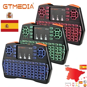 Mini Belaidė Klaviatūra su Apšvietimu Gtmedia i8X Plius ispanų anglų 2.4 Ghz Oro Pelė su Touchpad Nuotolinio Valdymo Android TV Box