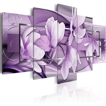 2020 Sienos Meno Tapybos Drobės 5 Vnt Rausvos Spalvos, Ruda, Violetinė Orchidėja Gėlė Modernių Namų Puošmena( Be Rėmelio )