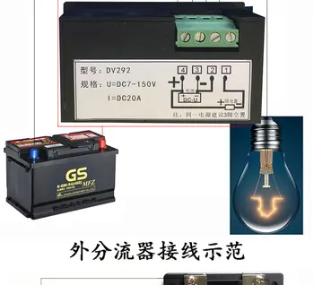 Baterija Stebėti, Dvigubas ekranas voltmeter ammeter LCD DC 7-150 V 0-1000A Dvikryptis Srovės Įtampos Įkrovimo iškrovimo signalas 12V