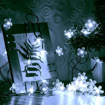 LED Saulės Žibintas 7M 23ft 50leds Persikų Žiedų LED String Žibintai Vandeniui Flash Pasakų Girliandą Sodo Kiemo, Lauko Kalėdų