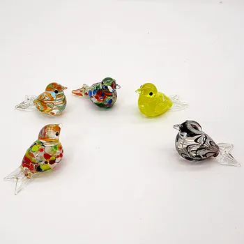 Custom naujas rankų darbo mini Kablio vielos plunksnų dizaino stiklo paukščių figūrėlės Velykų, gražių smulkių gyvūnų ornamentu namų dekoro priedai