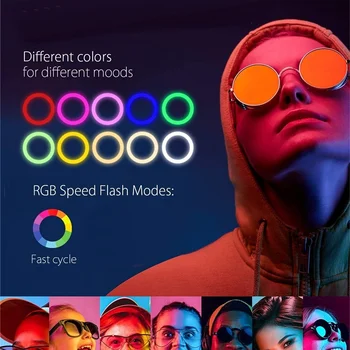 Universalus Selfie RGB Led Žiedo Užpildyti Šviesos Fotografija Pritemdomi RGB Lempa Su Trikojo Makiažas Vaizdo Gyventi Aro De Movil Luz Para