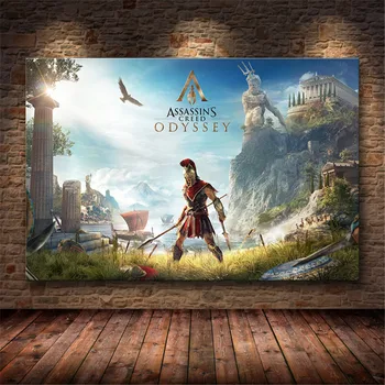 Neįrėminti Plakatas Dekoravimas, Tapyba Assassin ' s Creed Odyssey Kilmės HD Drobės drobės tapybos menas, plakatų ir grafikos