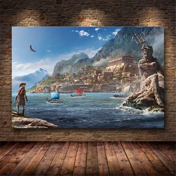 Neįrėminti Plakatas Dekoravimas, Tapyba Assassin ' s Creed Odyssey Kilmės HD Drobės drobės tapybos menas, plakatų ir grafikos