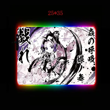 MRG Anime Demon Slayer Kimetsu Nr. Yaiba RGB Didelis Žaidimų Pelės Mygtukai PC Kompiuterių Klaviatūros Kilimėlis Stalas Mygtukai su LED Apšvietimu