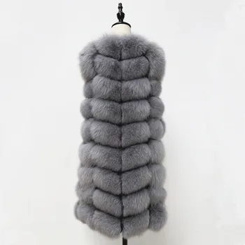 Tikras Natūralus Kailio Liemenė Moterims Fox Fur Coat Naujas Prabangus Moterų Kailio Striukė, Šiltas, Storos Ilgos Žiemos Kailio Liemenė Liemenė