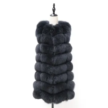Tikras Natūralus Kailio Liemenė Moterims Fox Fur Coat Naujas Prabangus Moterų Kailio Striukė, Šiltas, Storos Ilgos Žiemos Kailio Liemenė Liemenė