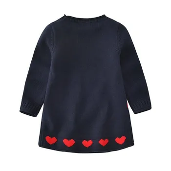 Pavasario baby girl Megztinis suknelė ilgomis rankovėmis medvilnė modelis vaikai megzti megztinis vaikams drabužių girl dress vaikų drabužių mokykla