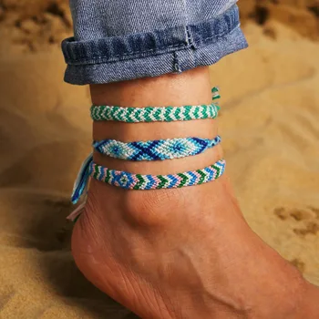 Kūrybinės naujų stiliaus koja grandinės retro Bohemijos paplūdimio vėjo spalva virvę rankomis austi koja grandinės pėdų papuošalai anklets moterims/vyras