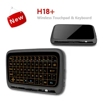 Android Smart TV Box H18+ 2.4 GHz Wireless Keyboard Mini Oro Pelės Visą Ekraną ryšį QWERTY Touchpad Su Apšvietimo Funkcija