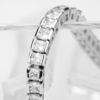 3mm akmens 18cm ilgio 925 sterlingas sidabro princesė iškirpti cirkonis barcelet bangle moterų vestuvių nuotaka bižuterijos S4798