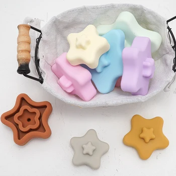 2020 Nauja siunta BPA Free Saugos Valgomieji 3D Silikono Star Širdies Gumos Teether Blokai Kūdikių Švietimo Žaislai