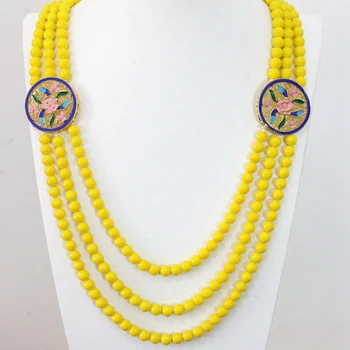 Hot mix-spalvos dirbtiniais shell perlų 3rows 6mm apvalus karoliukai unikalaus dizaino aukso-spalvos gėlių reikmenys, papuošalai, karoliai, 28-32