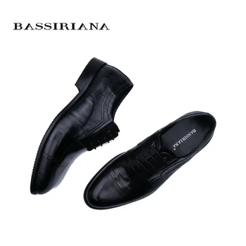 Bassiriana naują pavasario vyrų odos bateliai, juodos Rudos spalvos klasikinė suknelė, batai nemokamas pristatymas
