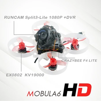 Happymodel Mobula6 HD 1S 65mm Brushless Quadcopter BWhoop Mobula 6 HD FPV Rasės Drone BNF wi/ AIO 4IN1 Crazybee F4 Lite HD Kamera