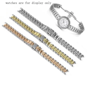 Žiūrėti priedus 12mm Nerūdijančio plieno watchband sidabro ir aukso diržu, 1853 T094 serijos moterų apyrankę