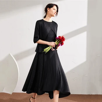 LANMREM 2021 m. vasarą naujas berankovis plisuotos suknelės famale aukšto juosmens apvalios kaklo plonas elegantiškas-line suknelė moterims YJ316