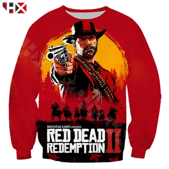 HX 2021 Naujausias Amerikos Populiarus Žaidimas Red Dead Redemption 2 3D Spausdinimo Vyrų, Moterų Palaidinukė Hoodies Mados Hip-Hop Viršūnes A432