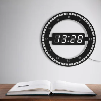 Darbalaukio Stalo Laikrodis Kūrybos Išjungti Kabo Sieninis Laikrodis Juodu Apskritimu Automatiškai Reguliuoti Ryškumą Skaitmeninis Led Ekranas, JAV/ES PLUG