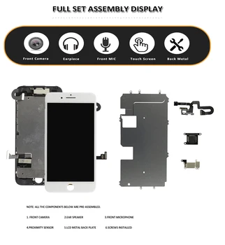 Klasės AAA Pilnas Ekranas iPhone 8G 8 Plius LCD, Pilnas Komplektas Asamblėjos Baigti 3D Touch 