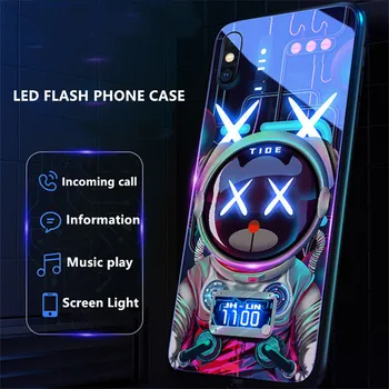 Spalvinga Skambinkite Šviesos diodų (Led Flash Telefono dėklas Skirtas iPhone 11 12 Pro Max 6 7 8 Plus Xs Max Xr X SE 2020 m. 11 Atveju Kūrybinė Šviesos Coque