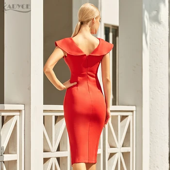 Adyce 2021 Naujas Vasaros Moterų Mados Raudona Raukiniai Trumpas Rankovės Klubo Šalis Suknelė Sexy V Kaklo Juoda Įžymybė kilimo ir tūpimo Tako Dydis XL Suknelės