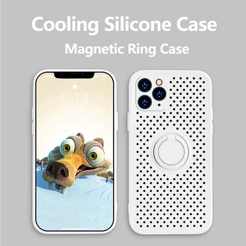 2020 Naujas Aušinimo Silikono Atveju iPhone, 11 Pro Max XR X XS Max 7 8 Plus Atveju, Minkštas Žiedas Su Magnetinio Laikiklio Stovas Padengti Coque