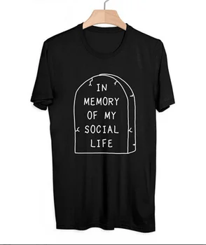 Atminties Mano Socialinio Gyvenimo Tumblr Marškinėliai trumpomis Rankovėmis Hipster Tee Atsitiktinis Stilingas Crewneck Balta 90s Estetinės Ponios marškinėliai