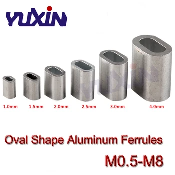 M0.5-M8 Aliuminio Kabelių Garbanos Rankovės Vieną Skylę Movos Fiksavimo Kilpos Ovalo Formos Vielos Lynai Įrašą Swage Detalės