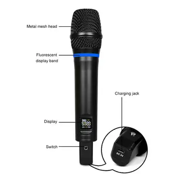 GT-100 UHF Bevielis Mikrofonas Su Karaoke 