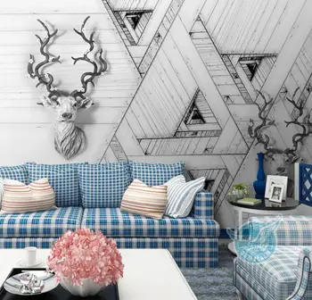 Walpaper 3d Juoda ir balta paramos tapetai kambarį Geometrinis 3D fone sienos tapetai, namų dekoro