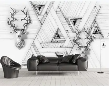 Walpaper 3d Juoda ir balta paramos tapetai kambarį Geometrinis 3D fone sienos tapetai, namų dekoro