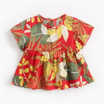 Medvilnės Baby girl dress Vasaros Kvėpuojantis audinys spalva palieka Suknelė Vaikų Drabužių Gimtadienio Drabužių Už 6 Mėnesių-4 Metai