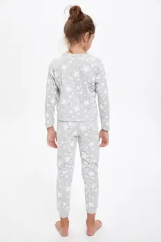 DeFacto Rudenį Mergina Homewear Mergina Širdies Modelis Atspausdintas Pižama Kostiumas Pižamos Sleepwear Namų kostiumas Patogus-S4413A620AU