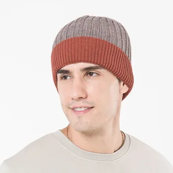 Mingjiebihuo Gražus temperamentas rudens ir žiemos naujas mados vilnos skrybėlę vyrai lauko kratinys spalva plius kašmyro megztiniai skrybėlę