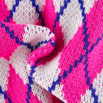 YICIYA Argyle Pledas Y2k Estetinės Susagstomų Megztinių Famale Preppy Stilius Single-breasted Megztiniai V-kaklo 90s Viršūnes Cuteandpsycho