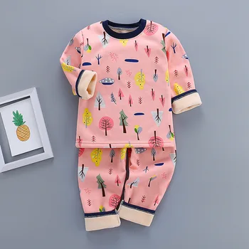 Vaikai Pižama Žiemą Vaikams Šiltų Apatinių Komplektas Sleepwear Vaikams Drabužių Rinkiniai Sutirštės Animacinių Filmų Mergaitė Kalėdų Pliušinis Pyjama Berniukai