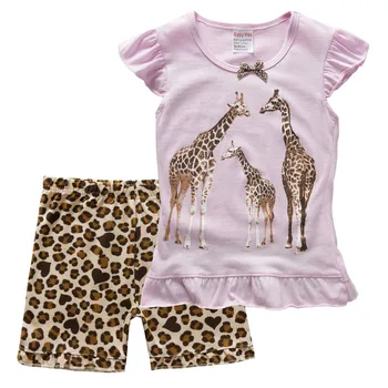2021 Mergaičių Drabužiai Vaikams Drabužių Rinkiniai Vasaros Komplektus Vetement Enfant Filė Ropa Baby Girl Žirafa Medvilnės Ubrania Meisjes Kleding