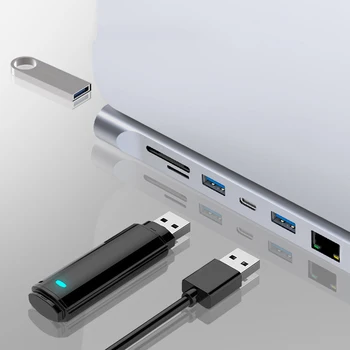 12-In-1 C Tipo Hub USB C iki HDMI, VGA, RJ45, USB 3.1 Uostų SD/TF Kortelių Skaitytuvas USB-C Maitinimo Pristatymo už 