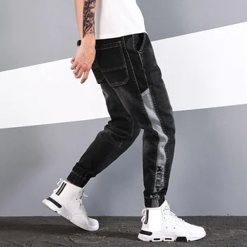 Rudenį vyrų streetwear didelis džinsų mados banga laišką kelnes kratinys prarasti plius dydis Harlan kelnes elastinga ruožas džinsai 56 58 60
