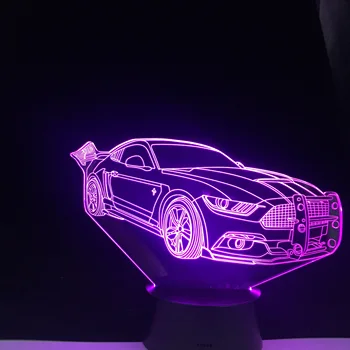 Derliaus Super Automobilių Veiksmų Skaičius, 7 Spalvų Touch Optinė Iliuzija Stalo Lempa Namų Puošybai Modelio 3D LED Nakties Šviesos Dropshipping