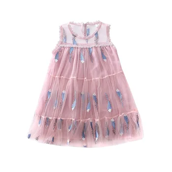 Paauglių Mergaičių Suknelė 2019 M. Vasaros Stiliaus Vaikams Didelis Princesė Šalis Suknelės Vaikams Akių Plunksnų Suknelę Paplūdimio Atostogų Drabužiai