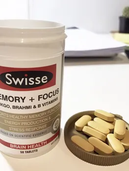 Nemokamas pristatymas Swisse Atminties, dėmesio Ginkgo Brahmi & B grupės vitaminų, 50 vnt