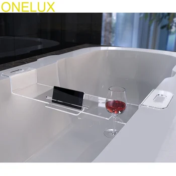 Akrilo vonios kambarys mobilephone/ipad/vyno stiklo Plokštelę, Aišku, Vonia Caddy Plokštelės(Eco-friendly,Maisto Klasės medžiaga)